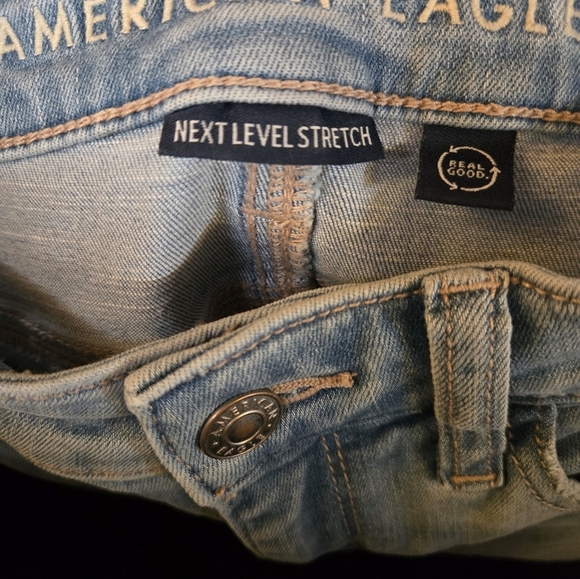 American Eagle Light Blue Denim Jeans high rise skinny jegging size 00 short - Picture 5 of 8